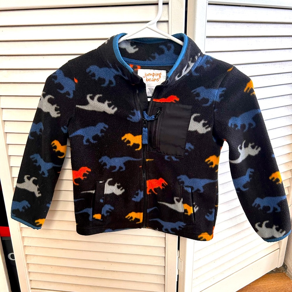 Boys 5T Fleece Dinosaur Zip Up Jacket - Black